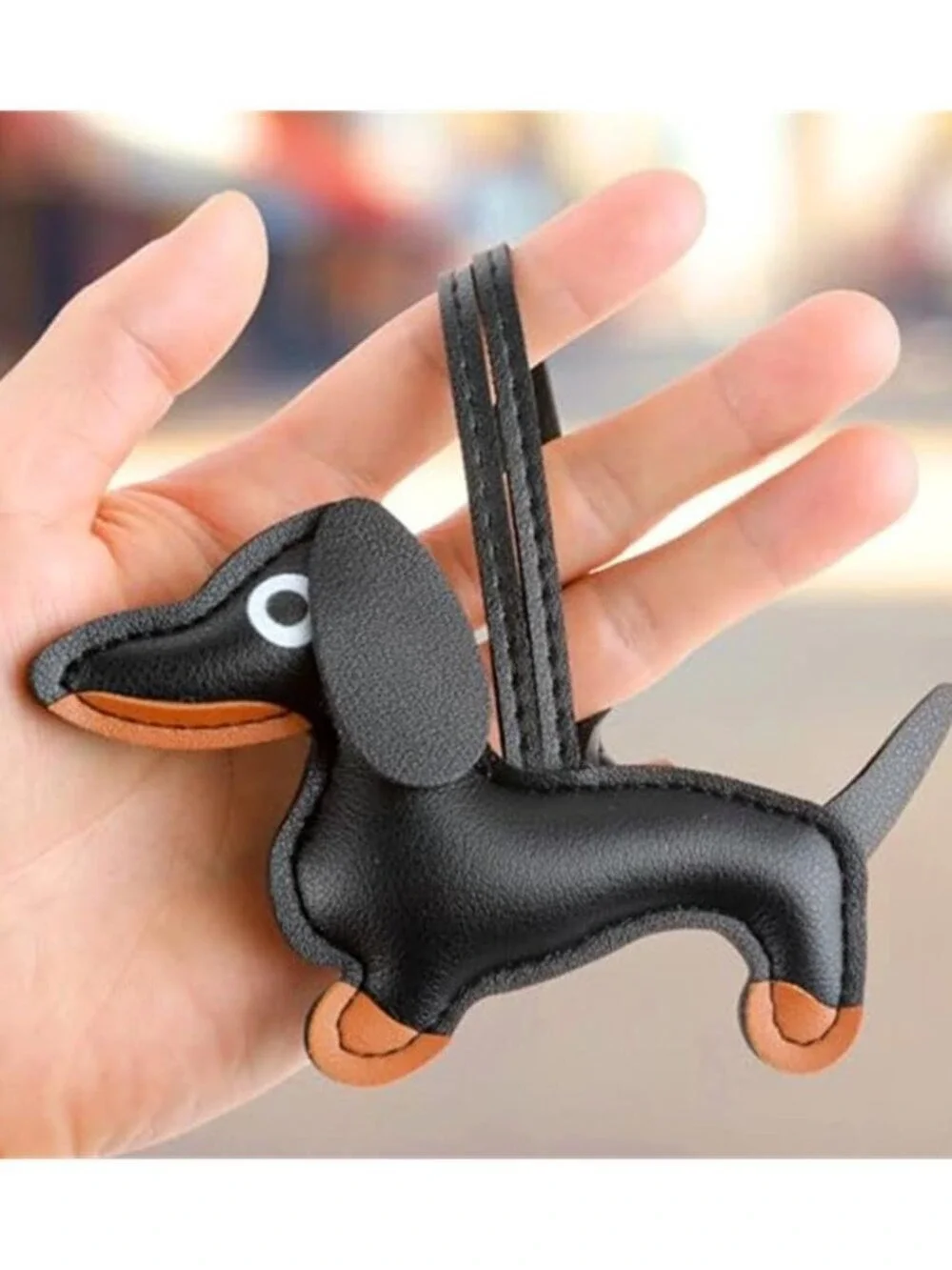 Dachshund Keychain, Dog Shaped Keychain Keyring Cute Leather Animal Key Holder